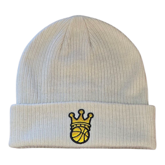 Beige crown ball beanie