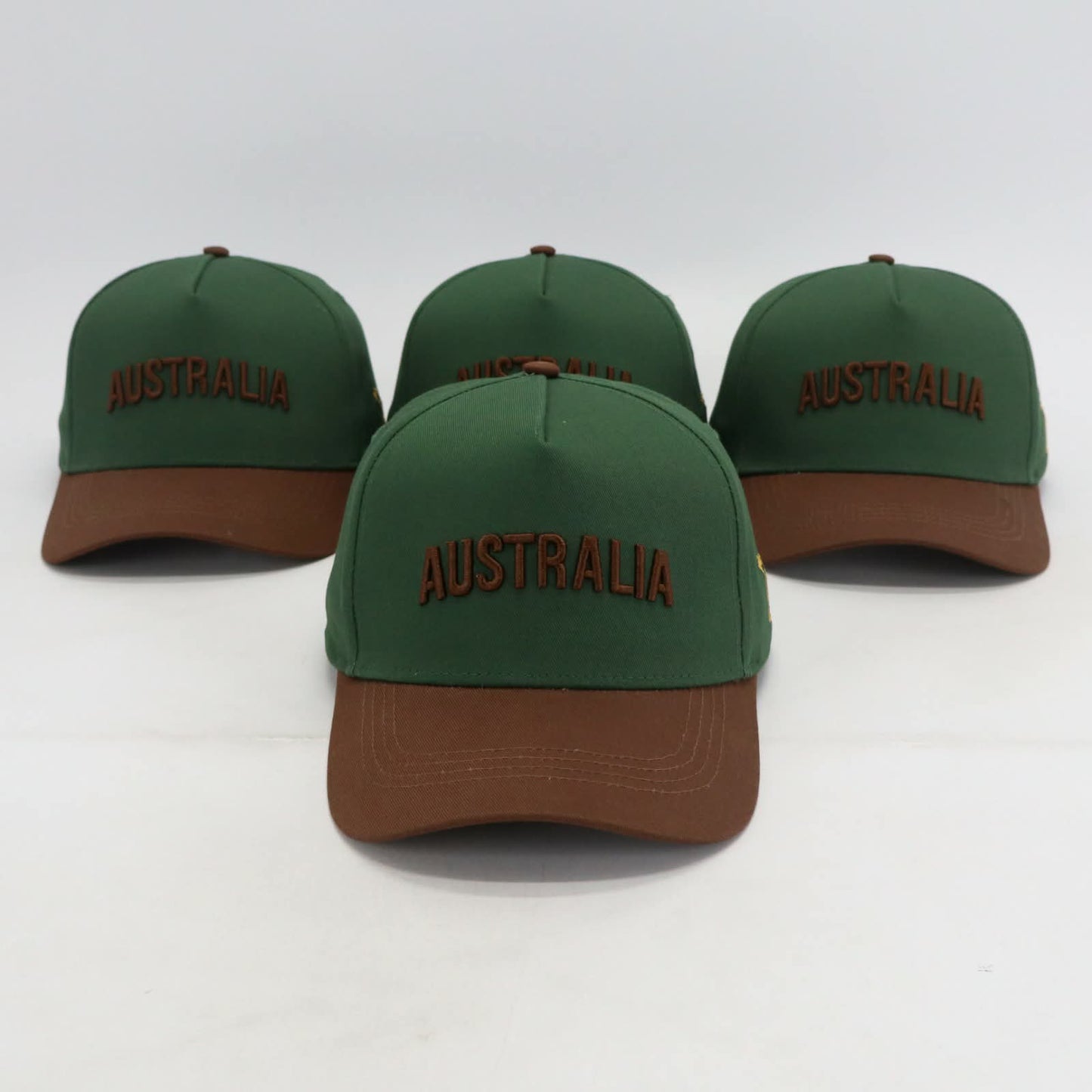Australia SB Snapback hat- Green and brown front view