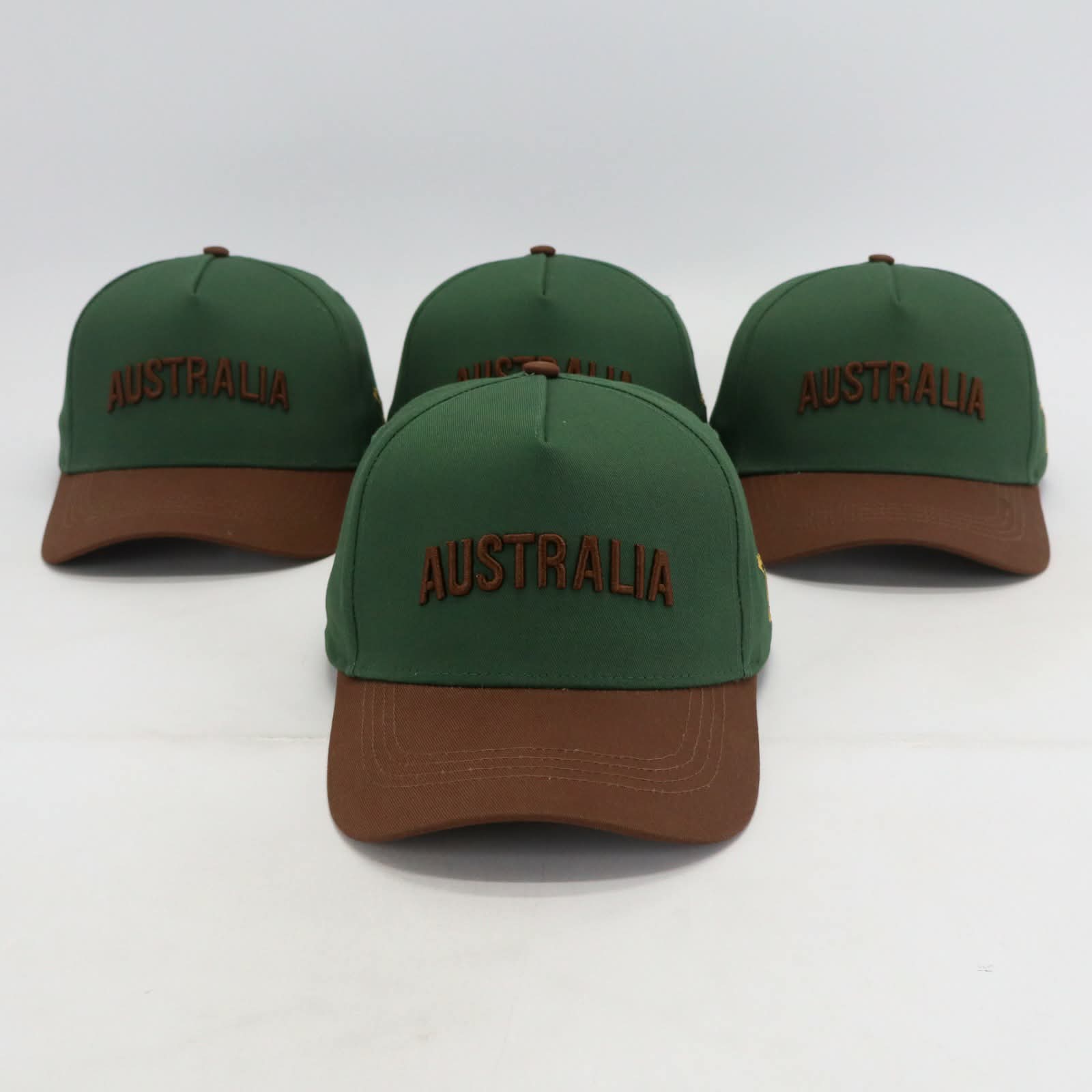 Australia SB Snapback hat- Green and brown front view
