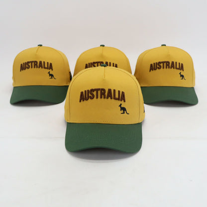 Classic Aussie Snapback hat - Green and Gold front view