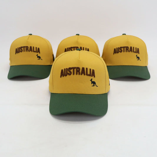 Classic Aussie Snapback hat - Green and Gold front view