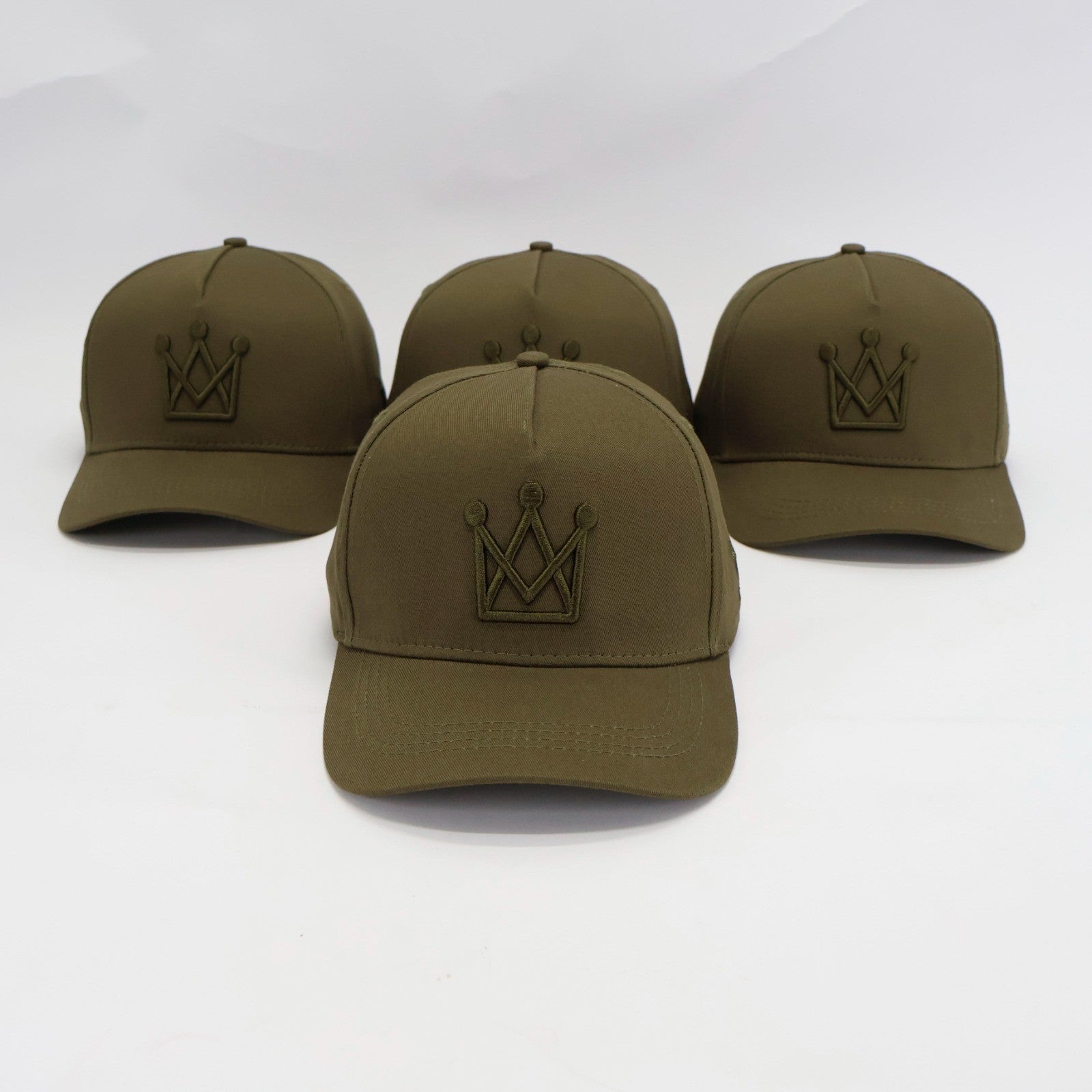 Khaki Earth snapback hat with embroidered crown logo
