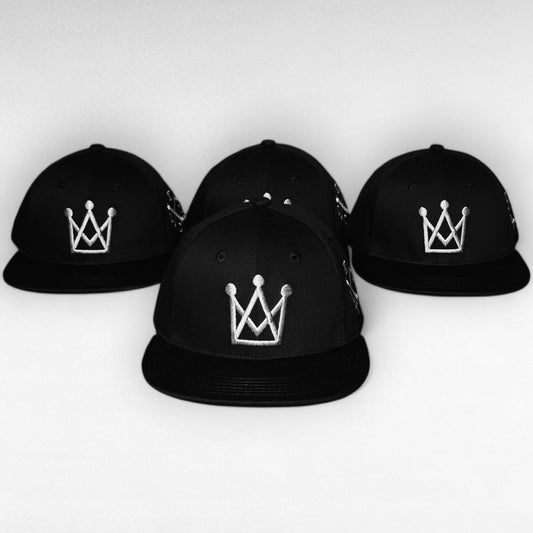 king of the court black kids snapback hat with grey crown logo front view