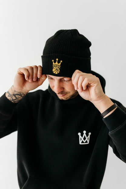 Black crown ball beanie