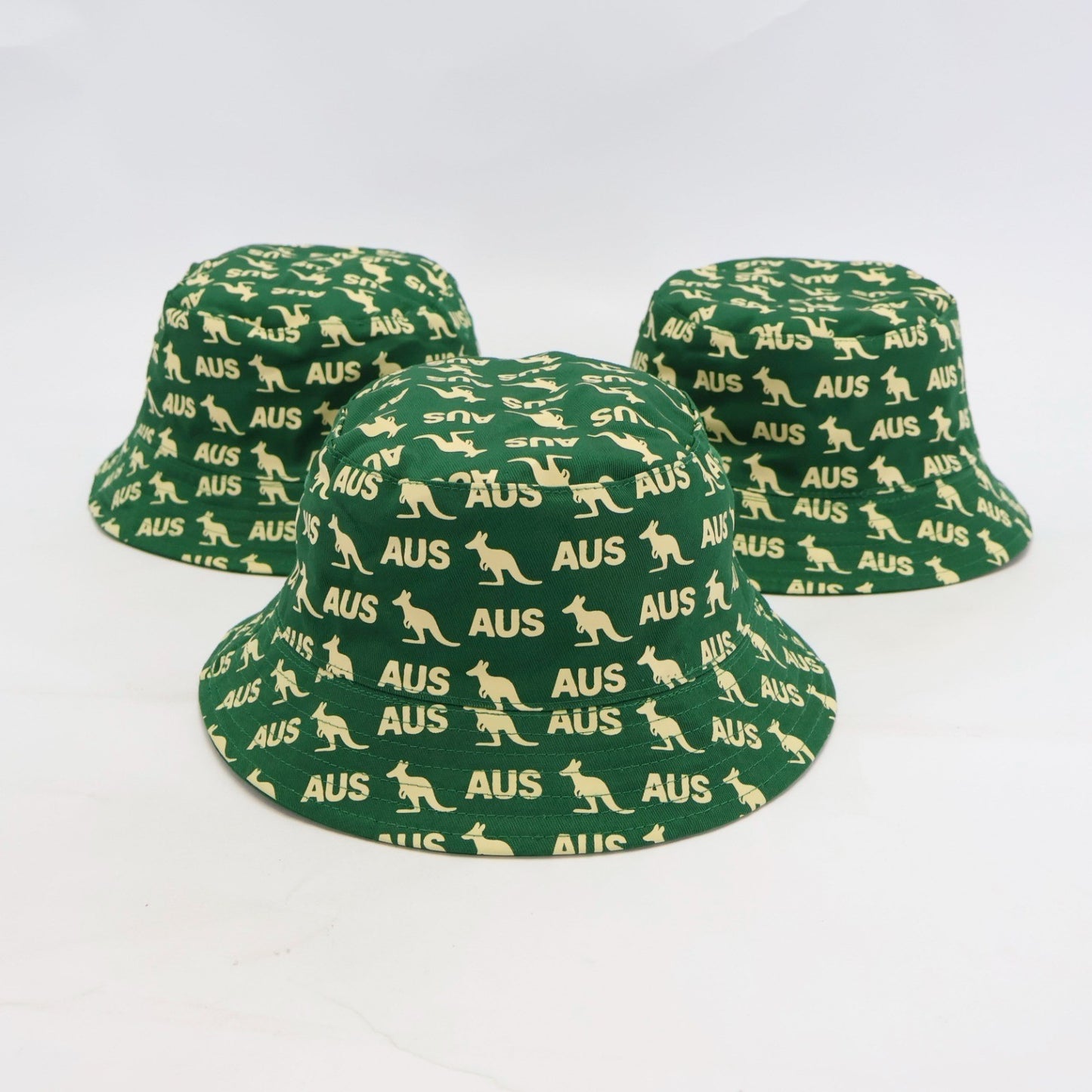 Reversible Australia bucket hat green,  with embroidery logo - inside view