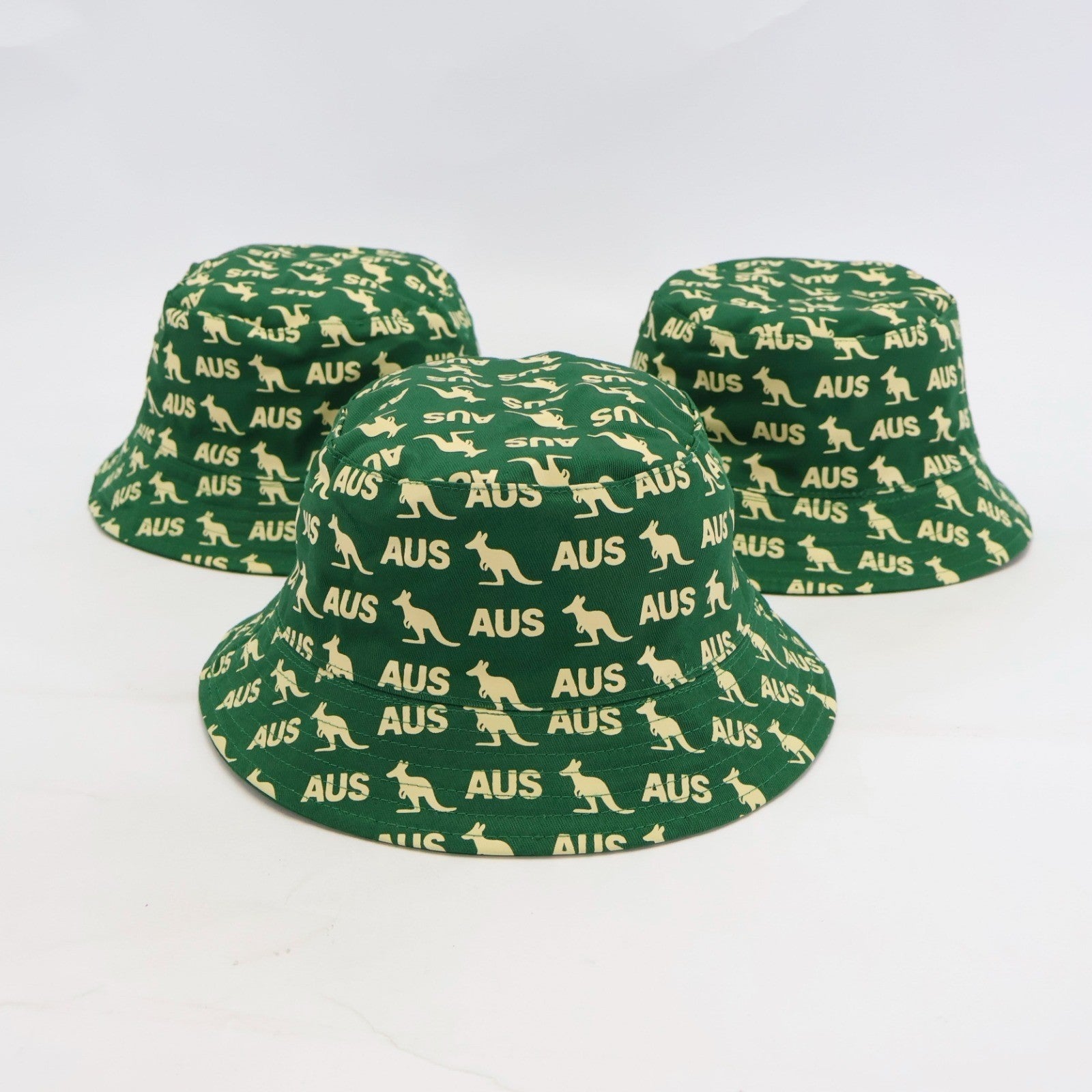 Reversible Australia bucket hat green,  with embroidery logo - inside view