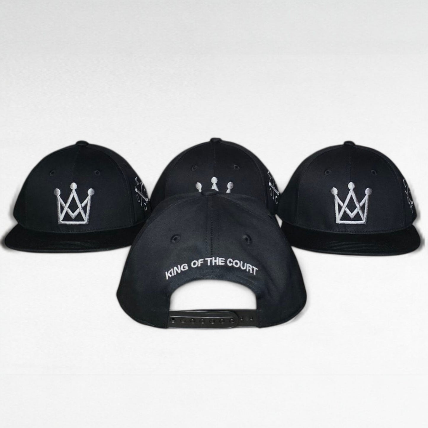 king of the court black kids snapback hat with grey crown logo back view
