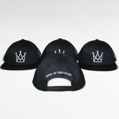 king of the court black kids snapback hat with grey crown logo back view