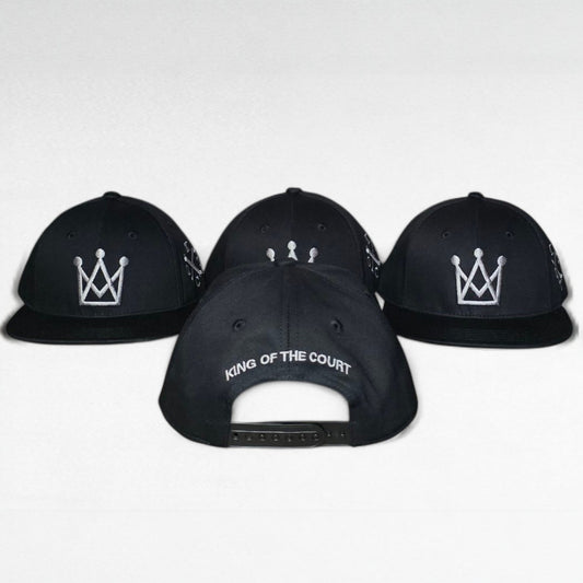 king of the court black kids snapback hat with grey crown logo back view