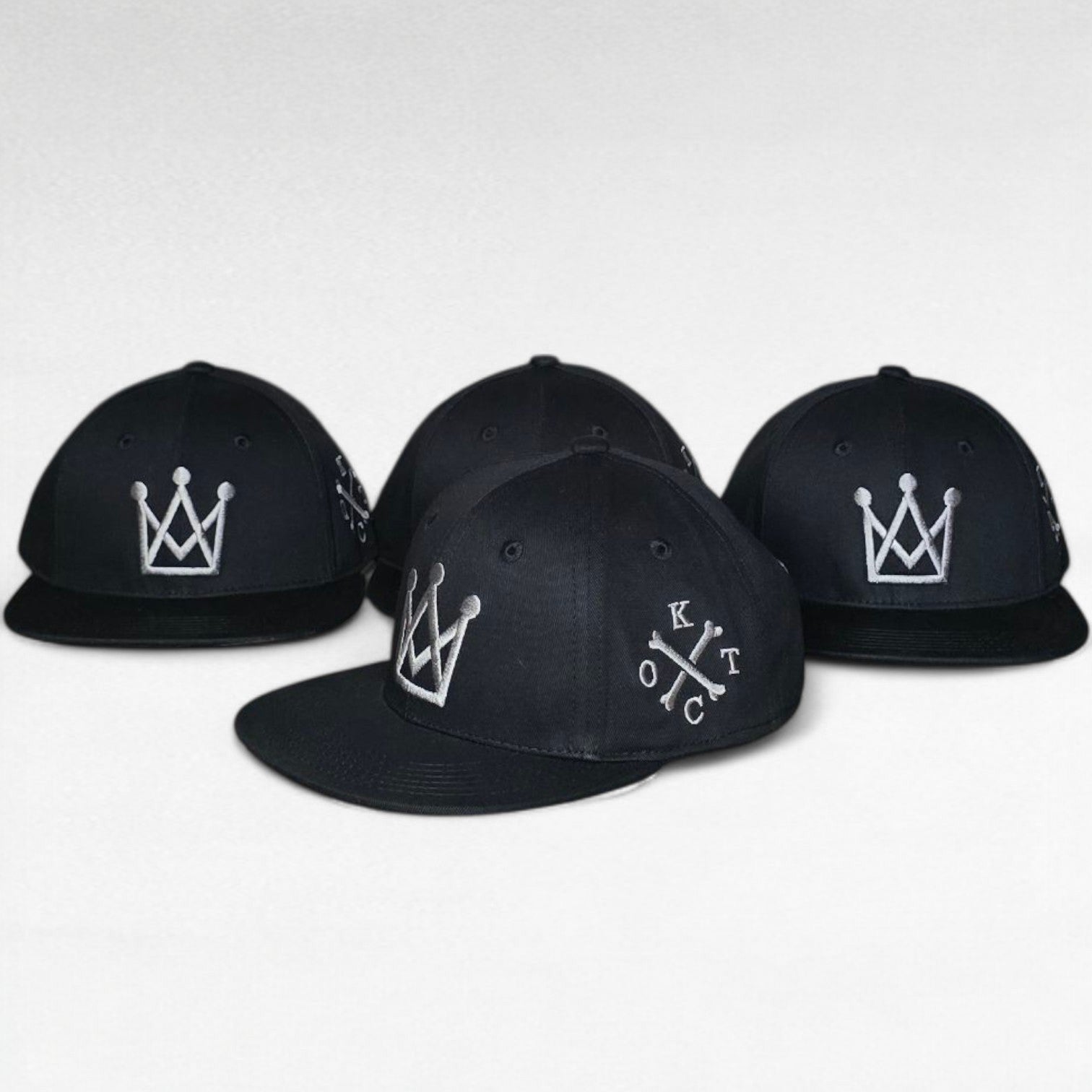 king of the court black kids snapback hat with grey crown logo side view
