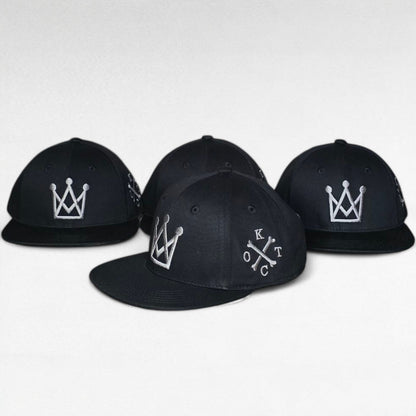 king of the court black kids snapback hat with grey crown logo side view